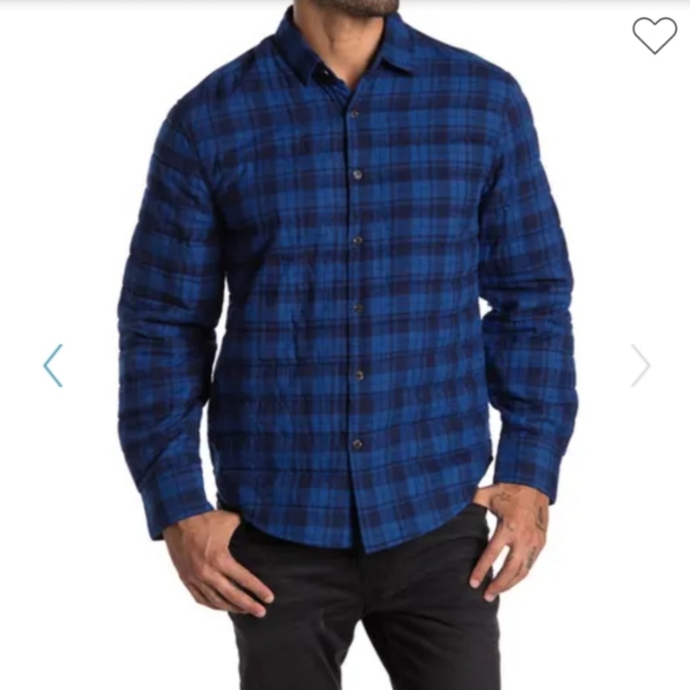 Thomas Dean Plaid Crinkled Shirt Jacket- US L